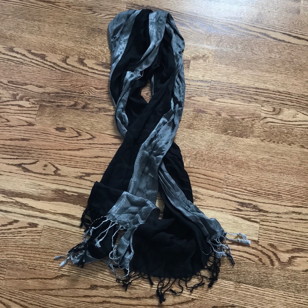 Apt 9 Black Silver Fringe Shawl Scarf
